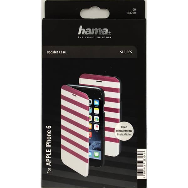 Plånboksväska DesignLine iPhone6/6S Stripe Rosa/Vit