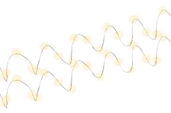 2 x lyslenke med sølvtråd og 20 LED-lys, inkl. timer