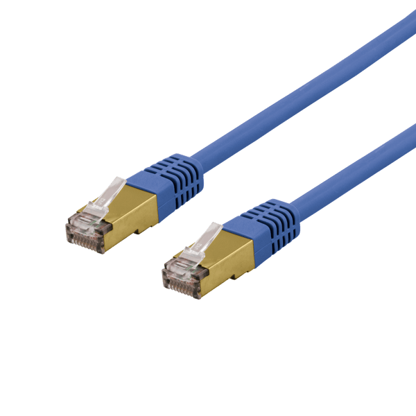S/FTP Cat6a patch cable 0.5m 500MHz Deltacertified LSZH blue