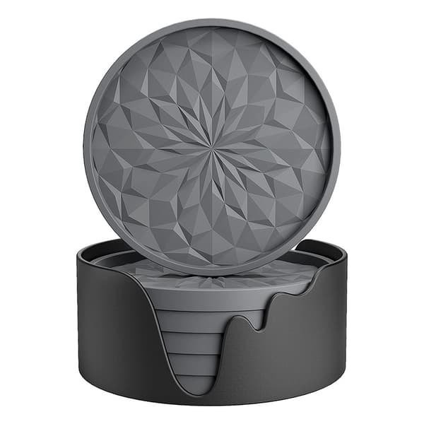 Sett med 6 silikonbrikker med holder Grey