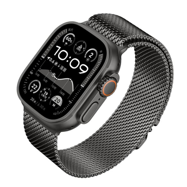 Grafiitinharmaa Milanese Loop -ranneke Apple Watchille Grey L