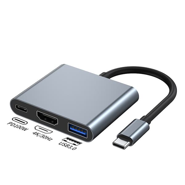 Høykvalitets 4K30Hz USB-C Hub med 100W PD-lading