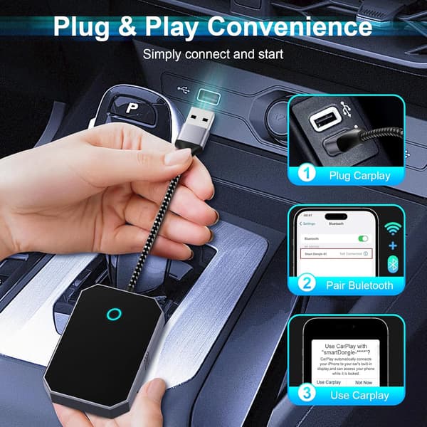 Carplay / Android Auto -sovitin - langallinen langattomaksi muuntimeksi