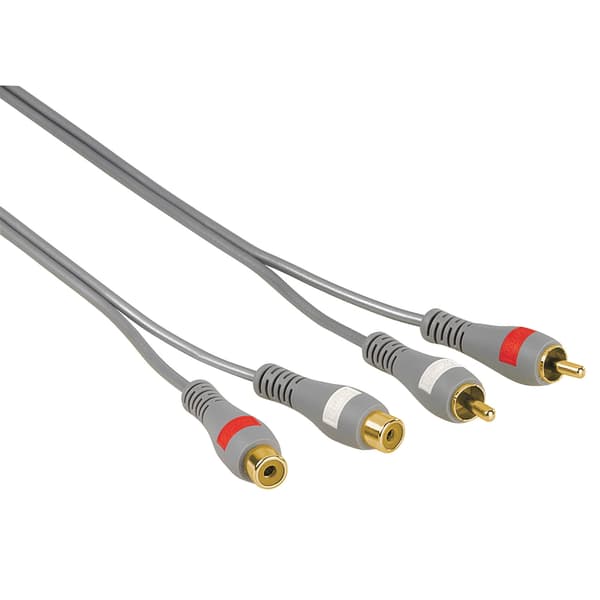 Kabel 2xRCA- 2xRCA forlengelse gull svart 5m