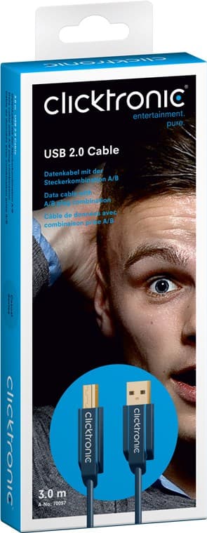 Sovitinkaapeli USB-A:sta USB-B 2.0:aan