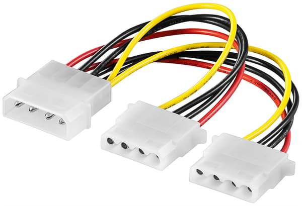 Y-strømkabel/adapter 5,25 til PC, 1x plugg til 2x stikkontakt