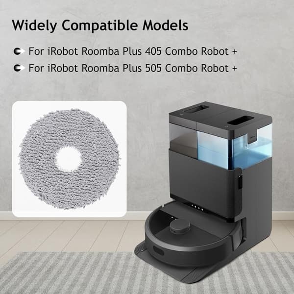 Ersättningsmoppar för iRobot Roomba Plus 405/505 Combo - Grå Mikrofiber, 6-pack