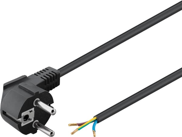Beskyttende kontaktkabel vinklet for montering, 1,8 m, sort