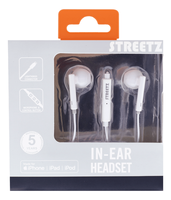 L200 In-ear Lightning earbuds, MFi, volume control, white