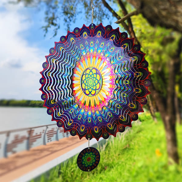 3D Roterende Mandala Vindspill - Blå Lilla