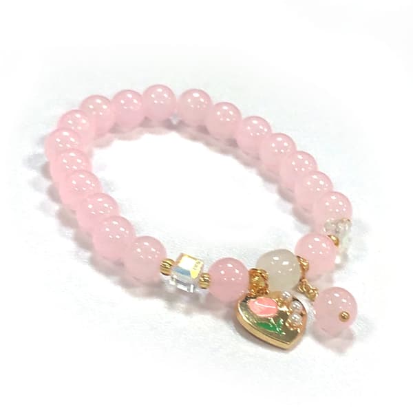 Pink Beads Armbånd Justerbart Hjerte Pink