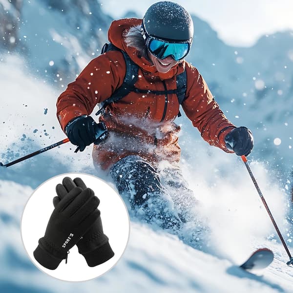 Varma vinterhandskar med touch - skidhandskar, termohandskar Black M