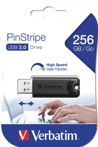 PinStripe 256GB USB Drive USB 3.0 retractable design black
