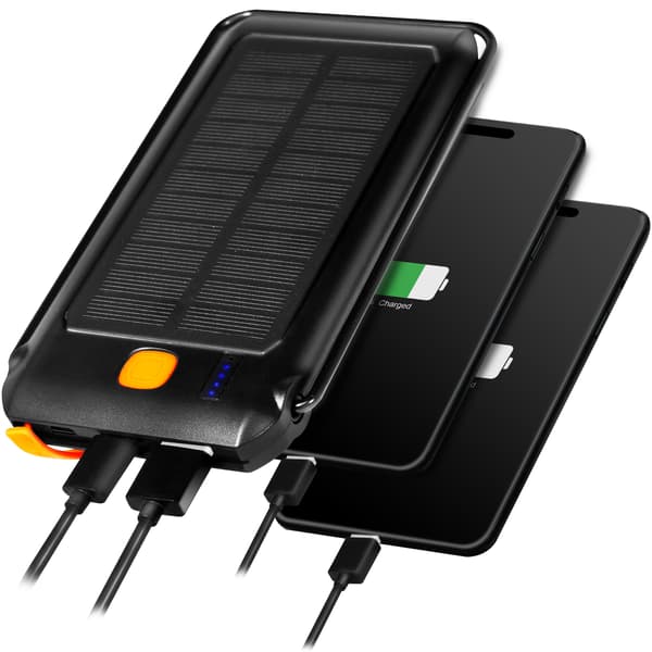 PowerBank 10.000 mAh 18W PD Solcelle Sort