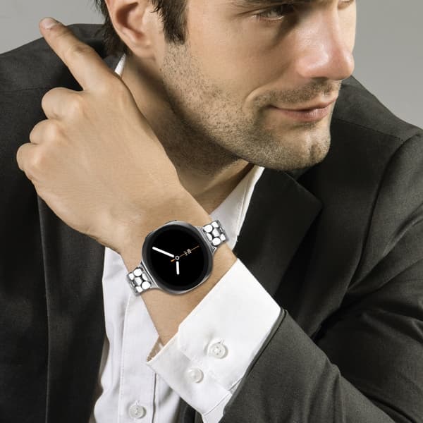 Perle rustfrit stålrem kompatibel med Samsung Galaxy Watch 8/8 Classic Silver