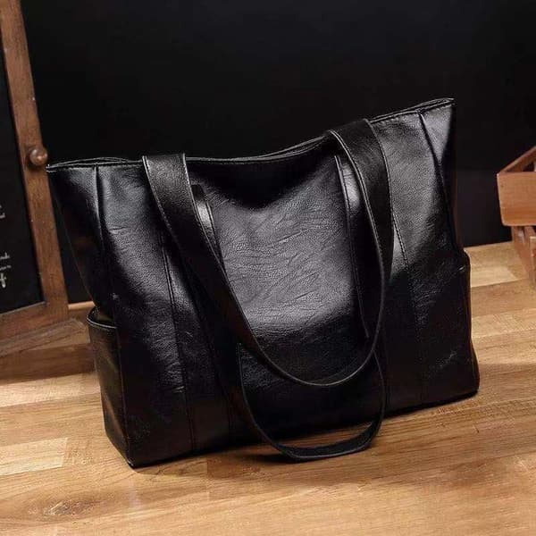 Chic Sort PU Læder Tote Taske - Alsidig & Rummelig