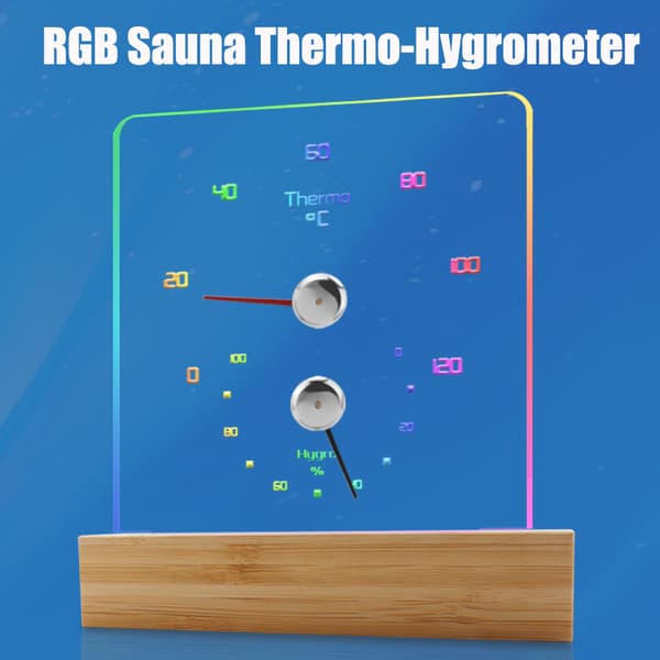 Bastutermometer Hygrometer med RGB-ljus