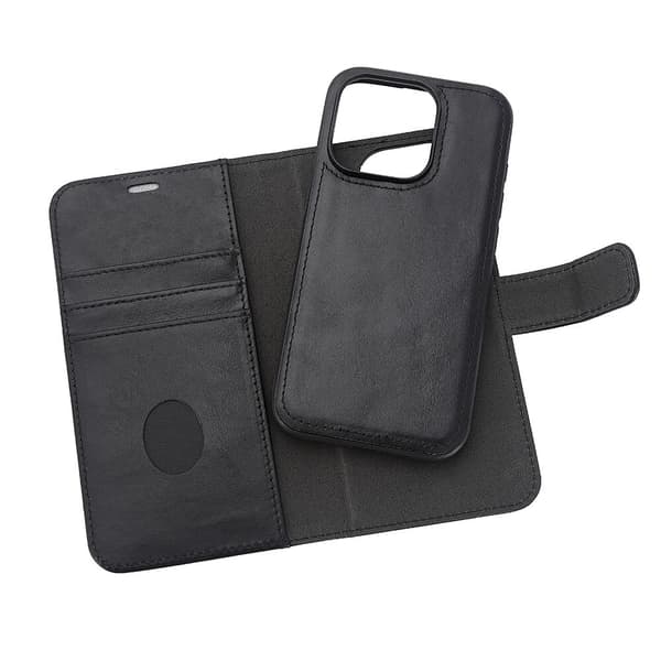 Wallet Case 2i1 Anti-stråling Læder MagS Sort - iPhone 15 Pro
