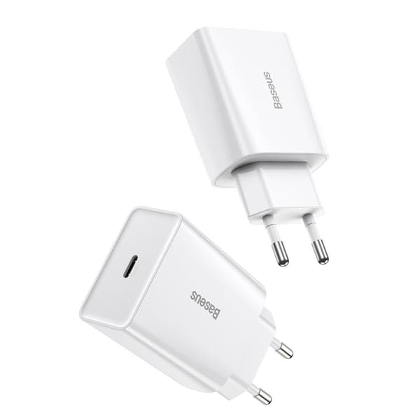 Baseus Speed Mini hurtigoplader, USB-C, PD, 3A, 20W (hvid)