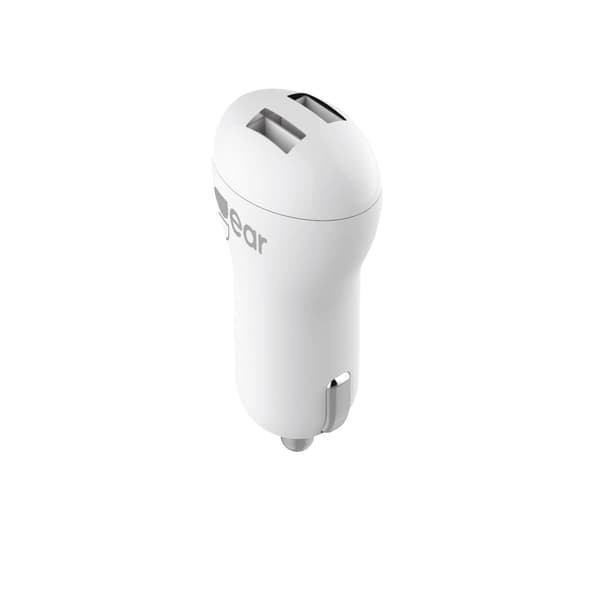 Lader 12-24V 2xUSB 2,4A Hvit MicroUSB Kabel Rund 1m
