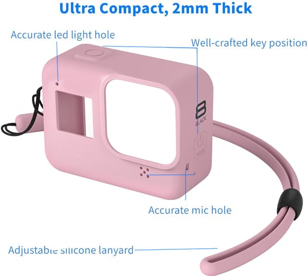 Silikone etui og tilbehør til GoPro Hero 8 Sort - pink
