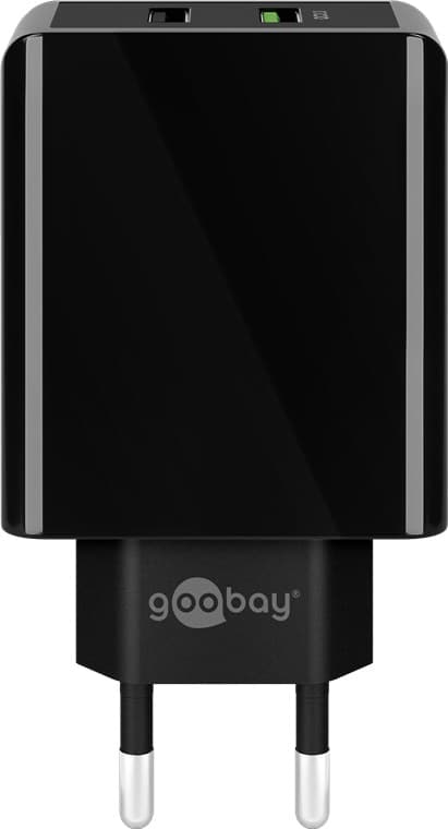 USB-A QC dobbelt hurtigoplader (28 W) sort