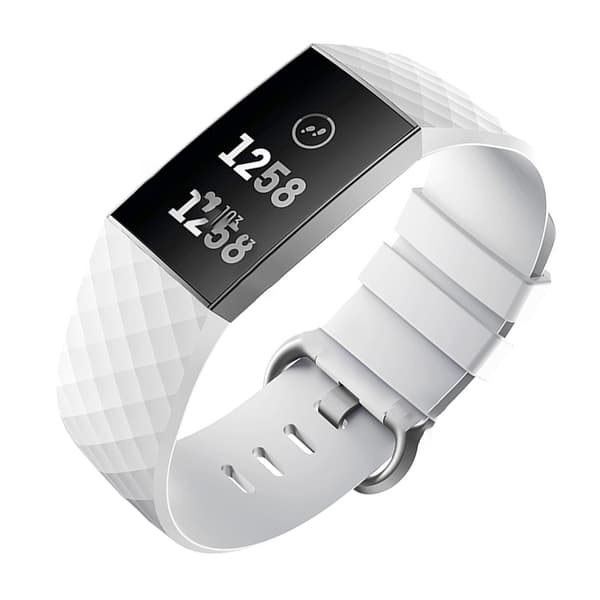 Hvid silikonerem til Fitbit Charge 4/3 - Stor