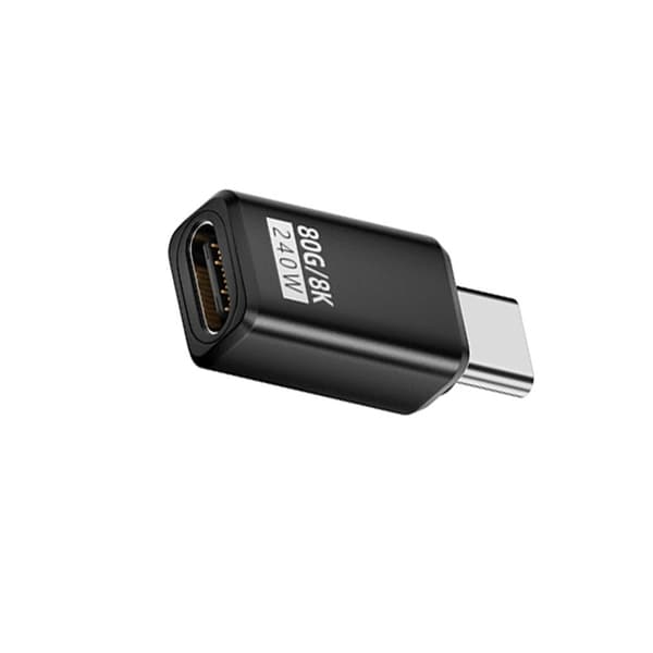 240W 80Gbps USB-C Naaras-Uros -sovitin - Suora Liitin (2 kpl) Black