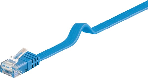 CAT 6 platt patchkabel, U/UTP, blå