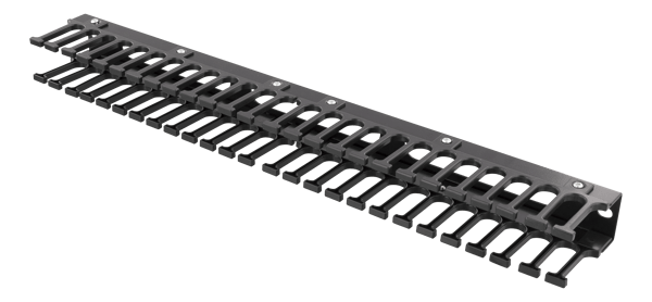 19" cable management, finger duct feedthrough, 1U, black