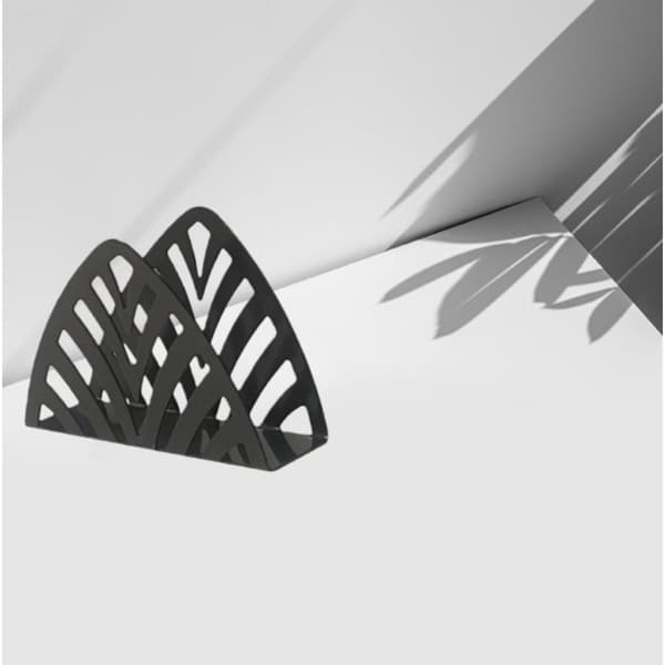 Bladformet Servietholder i Rustfrit Stål - Elegant Borddekoration Black