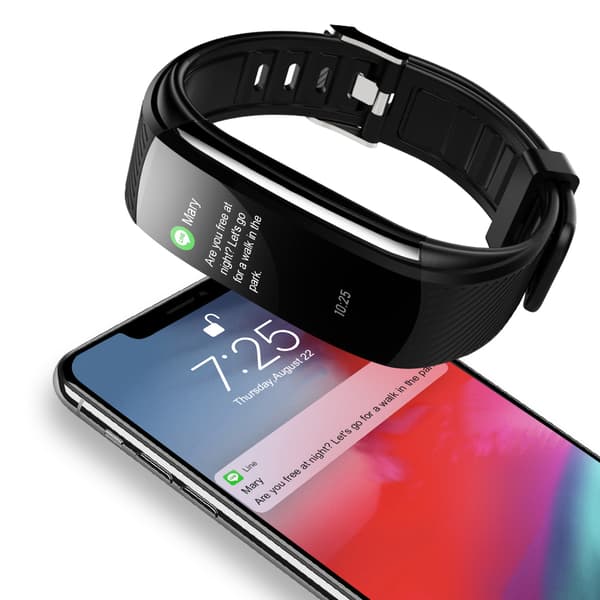 Aktivitetsarmbånd med puls, søvnmonitor, skritteller IP67 Black