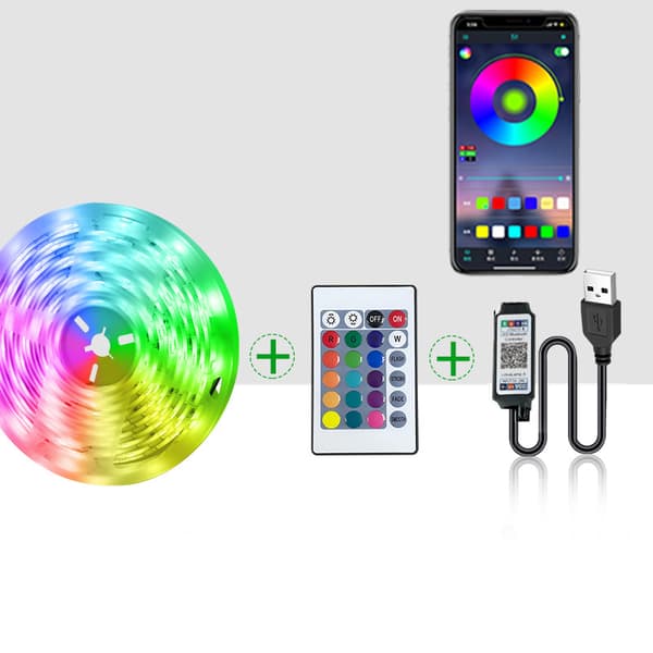 5M RGB USB LED Strip Lys med Bluetooth APP Kontrol