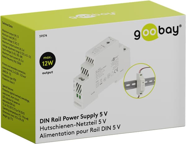 Virtalähde DIN-kiskoon 5 V, 2,4 A, 12 W
