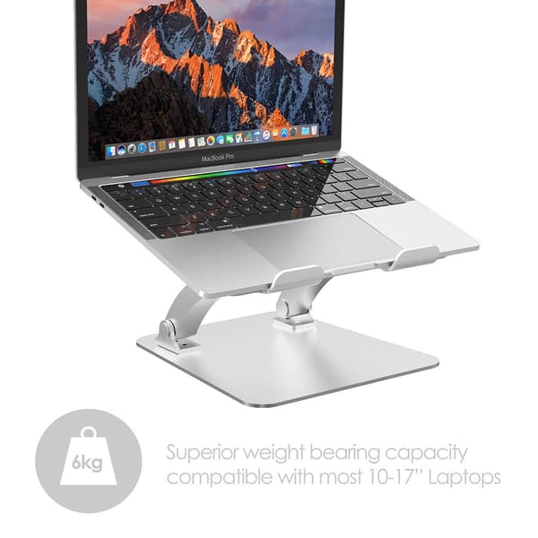 Laptopställ Dual Pivot Riser Justerbar Aluminium Silver