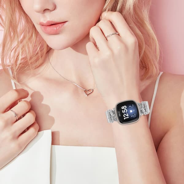Klokkebånd i rustfritt stål for Fitbit Versa3/4/Sense 2 Silver