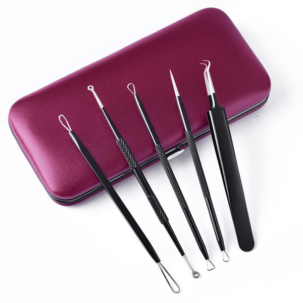 5 Pack Blackhead Remover Akne Needle Tools Kit Black