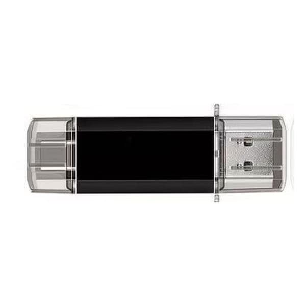 Kort 2-i-1 USB-nøgle Højhastigheds USB 3.0 til Computer/Telefon Dataoverførsel Black 128GB