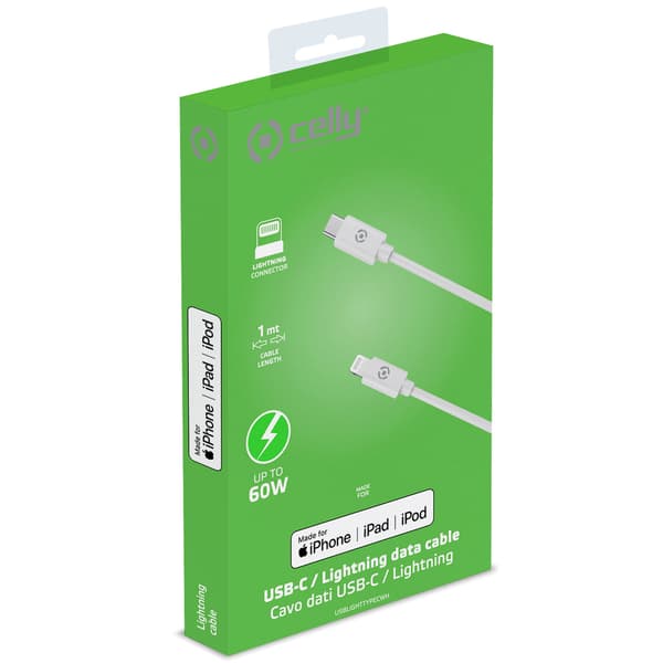 USB-C till Lightning Kabel 60W 1m Vit