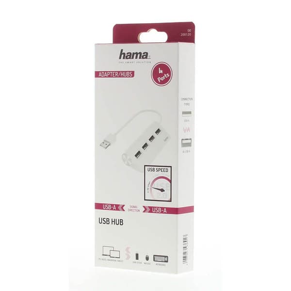 Hub USB-A 2.0 4x Porte 480 Mbit/s Hvid