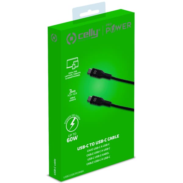 USB-C till USB-C Kabel 60W 3m Svart