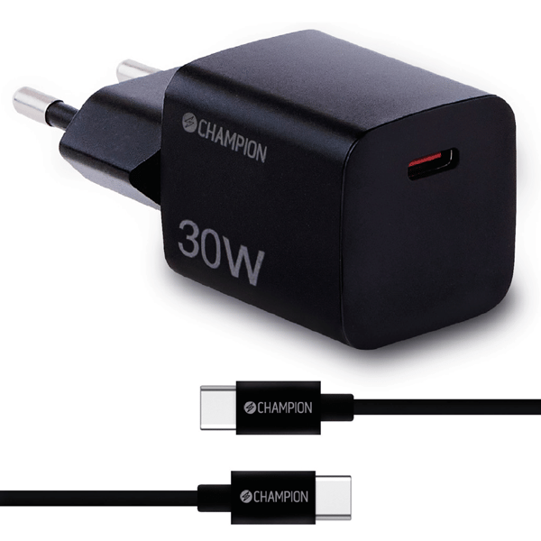 Lader 30W + USB-C Kabel Svart