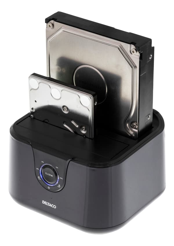 USB 5 Gbit/s HDD docking, cloning, 2x 2.5/3.5" SATA, black
