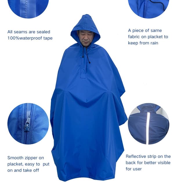 Vattentätt ponchoöverdrag för rullstolar Blue
