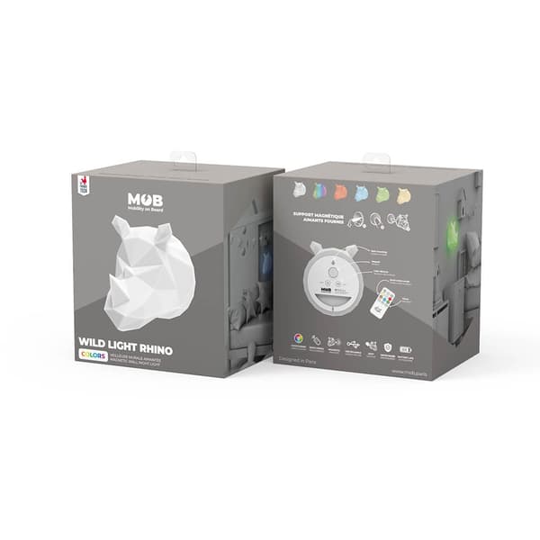 Vegg Nattlampe Wild Light Rhino Multicolor