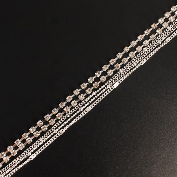 Anklet med Rhinestones 2 stk Silver