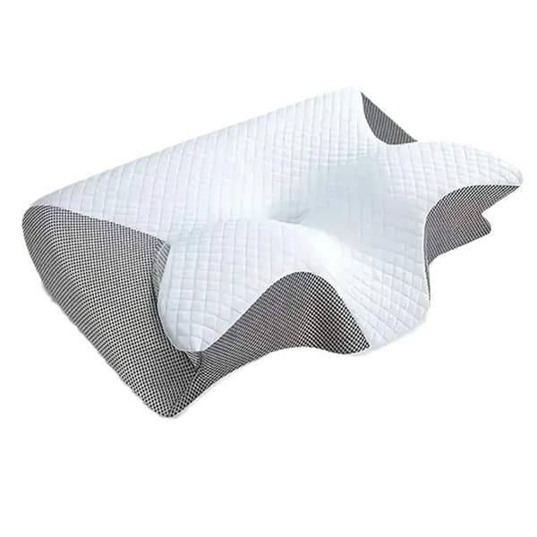 Ortopedisk Pute / Memory Foam Hodepute - hvit og grå