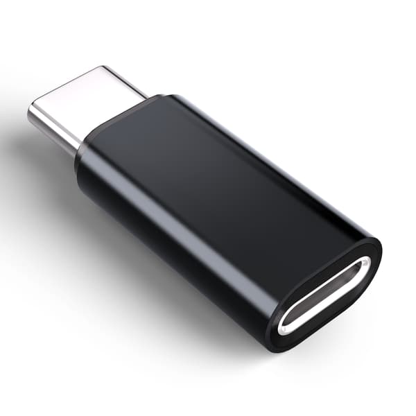 Lightning (hun) til USB-C (han) adapter, kompatibel med iPhone 15 Black