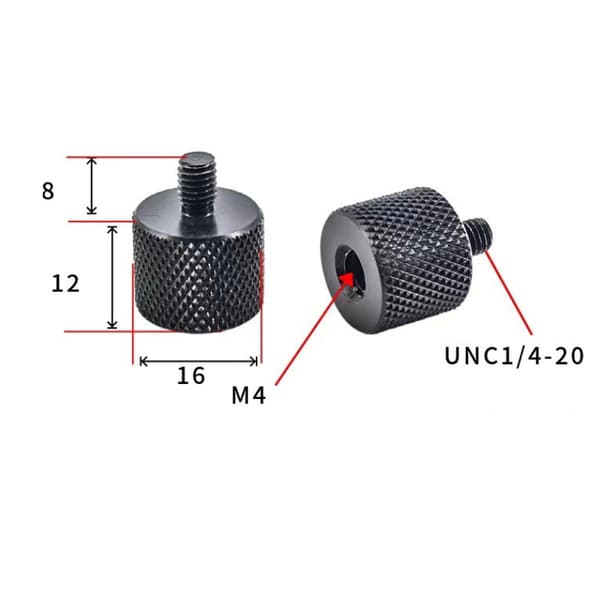 Adapter 1/4" til M10 for stativ og kameraer - 5-pakning M4