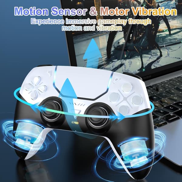 Trådlös Handkontroll Kompatibel med PS5 & PS5 Slim – Programmerbara Knappar, 1000mAh, USB-C